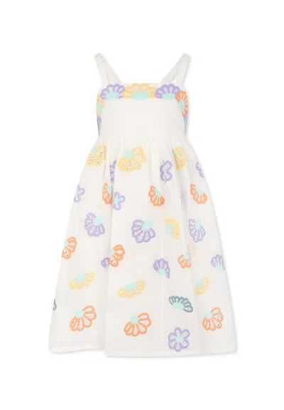 Stella Mccartney Kids' White Dress For Girl With Flowers