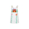Stella Mccartney White Dungarees For Girls With Flowers And Houses In Ivory