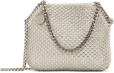 Stella Mccartney White Falabella Crystal Mesh Mini Bag In 7840 Oyster
