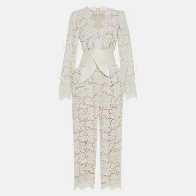Pre-owned Stella Mccartney White Floral Lace Jumpsuit M (it 42)
