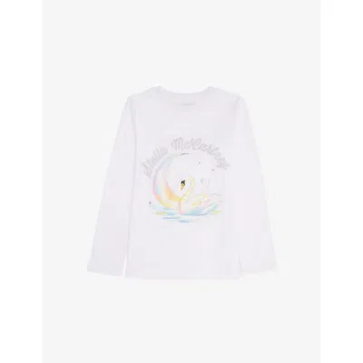 Stella Mccartney Kids' White Graphic-print Round Neck Cotton-jersey Top 4-12