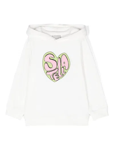 Stella Mccartney Kids' White Hoodie With Applied Stella Graphic