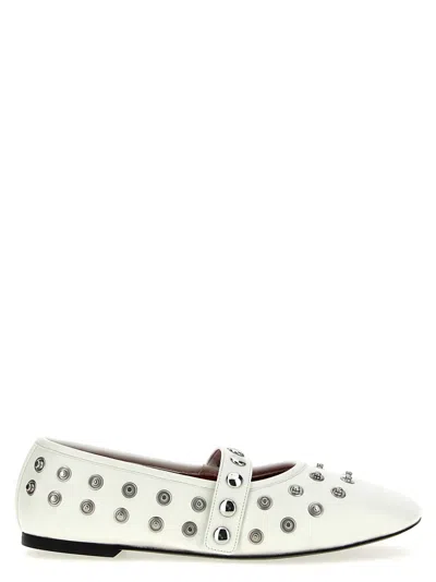 STELLA MCCARTNEY WHITE LEATHER BALLET FLATS