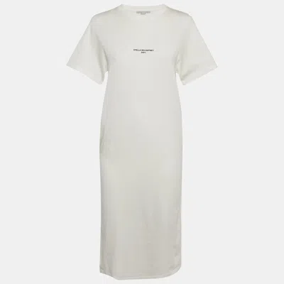 Pre-owned Stella Mccartney White Logo Print Cotton Knit T-shirt Dress S