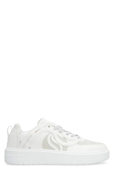 Stella Mccartney White Low-top Sneakers With Faux Suede Inserts And Rubber Sole For Women