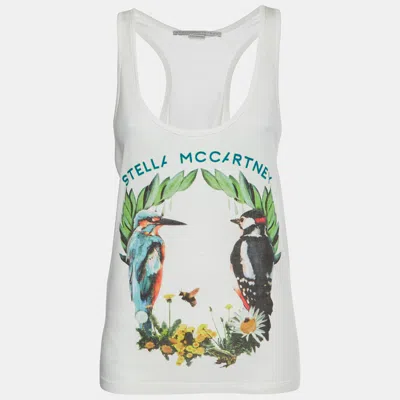 Pre-owned Stella Mccartney White Printed Cotton Knit Tank Top M