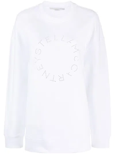 Stella Mccartney White Rhinestone-embellished Logo Sweatshirt