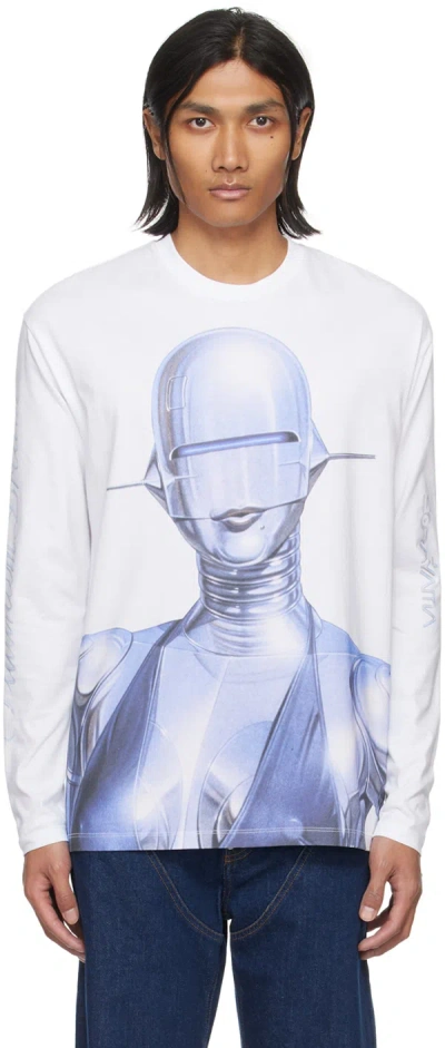 Stella Mccartney White Sexy Robot Long Sleeve T-shirt In 9000 Pure White