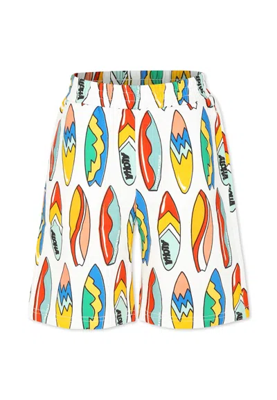 Stella Mccartney Kids' White Shorts For Boy With Surfboard