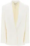STELLA MCCARTNEY WHITE SINGLE-BREASTED TAILORED BLAZER WITH SATIN SCARF LAPEL