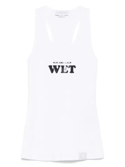 STELLA MCCARTNEY WHITE SLIPPERY WHEN WET TANK TOP