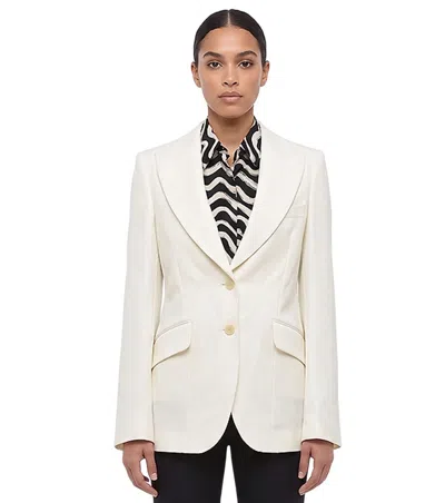 Stella Mccartney White Solid Peaked Lapel Blazer