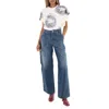 Stella Mccartney White Stamp Print Eco Warrior T-shirt In Blue