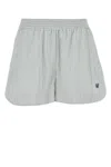Stella Mccartney Embroidered Stripes Silk Shorts In Gray