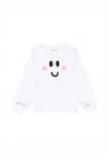 Stella Mccartney White Sweatshirt For Girl With Smiley Face In White