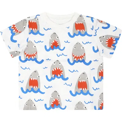 Stella Mccartney White T-shirt For Baby Boy With Shark Print