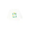 Shop Stella Mccartney White T-shirt For Baby Girl With Flowers And Logo