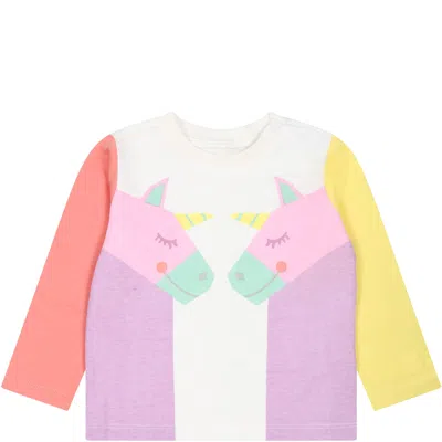 STELLA MCCARTNEY WHITE T-SHIRT FOR BABY GIRL WITH UNICORNS