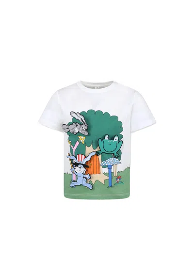 Stella Mccartney Kids' White T-shirt For Boy With Forest