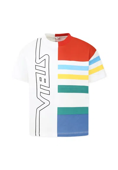 Stella Mccartney Kids' White T-shirt For Boy With Logo