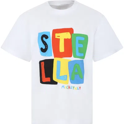 Stella Mccartney Kids' White T-shirt For Boy With Logo Print