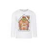 Stella Mccartney White T-shirt For Boy With Printed Gingerbread House In White