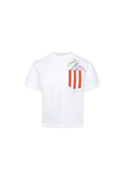 Stella Mccartney Kids' White T-shirt For Boy With Rabbit