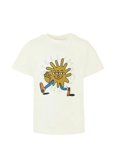 Stella Mccartney Kids' White T-shirt For Boy With Sun And Logo