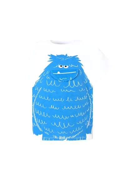 STELLA MCCARTNEY WHITE T-SHIRT FOR BOY WITH YETI PRINT