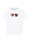 Stella Mccartney White T-shirt For Girl With Sunglasses Print In White