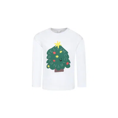 Stella Mccartney White T-shirt For Kids With Christmas Tree