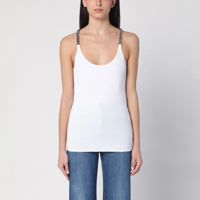 STELLA MCCARTNEY WHITE TANK TOP WITH CHAIN STRAPS