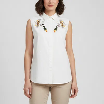 Pre-owned Stella Mccartney White Textured Cotton Embellished Shirt S