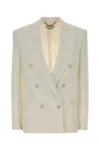 Stella Mccartney Tailored Wool Blazer Featuring Structured Shoulders In Neutral