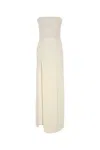 Stella Mccartney Long Strapless Wool Dress With Side Slit In Cream