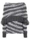 Stella Mccartney Fringed Tiger-pattern Jumper In Grey