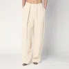 Stella Mccartney Wide Butter-coloured Pants In Linen Blend In White