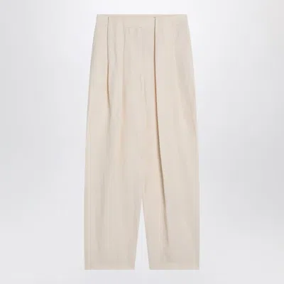 Stella Mccartney Wide Butter-coloured Pants In Linen Blend In Neutral