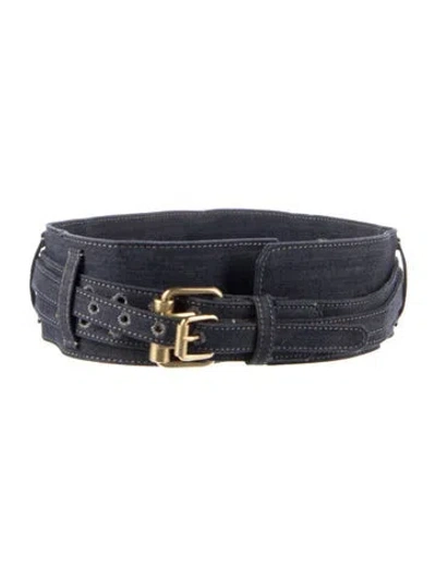 Pre-owned Stella Mccartney Wide Denim Waist Belt In Blue