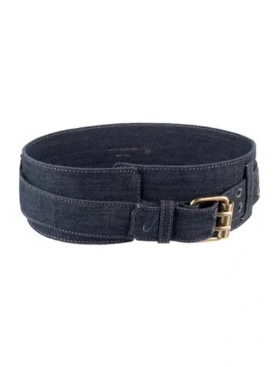 Pre-owned Stella Mccartney Wide Denim Waist Belt In Blue