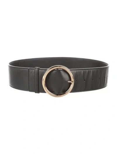Pre-owned Stella Mccartney Wide Leather Belt In Black