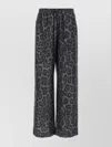 Stella Mccartney Wide Leg Animal Print Trousers With Elastic Waistband In Black