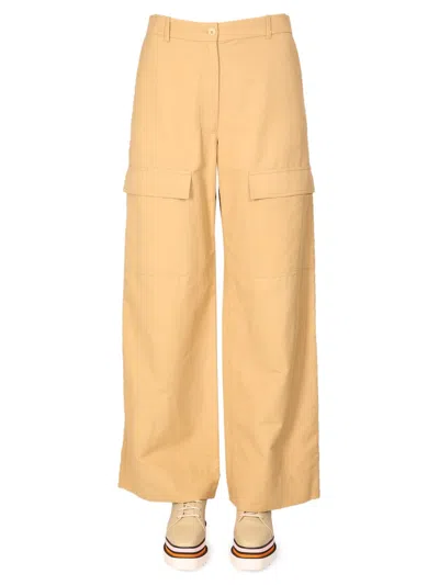 Stella Mccartney Wide Leg Cargo Pants In Yellow