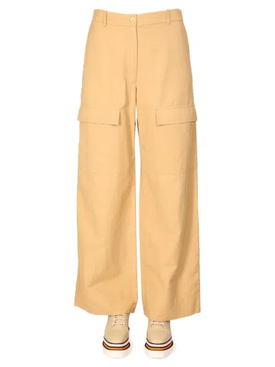 Stella Mccartney Wide Leg Cargo Pants In Neutral