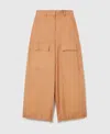 Stella Mccartney Wide Leg Nylon Blend Silk Cargo Trousers In Brown