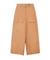 Stella Mccartney Wide Leg Nylon Blend Silk Cargo Trousers In Brown