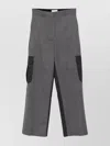 Stella Mccartney Wide-leg Cargo Trousers With Two-tone Belt Loops In Gray