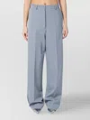 Stella Mccartney Womens Chain-embellished Straight-leg Wool-blend Trousers Mist In Blue