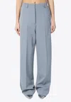 Stella Mccartney Wide-leg Light Grey Falabella Pants With Chain In Gray