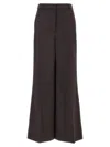 Stella Mccartney Wide Leg Flared Pants In Soft Wool Flannel In Brown